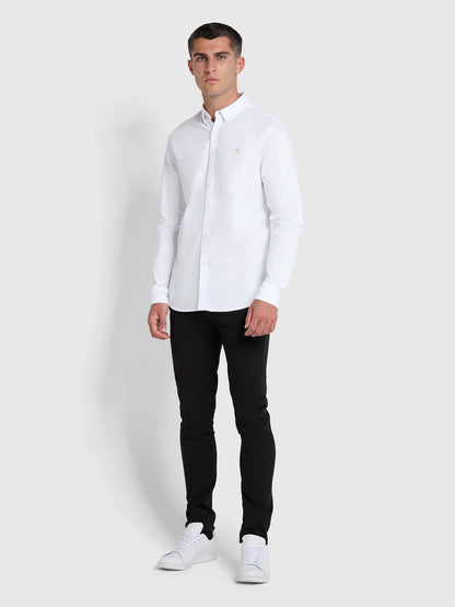 Farah Brewer Slim Fit Organic Cotton Oxford Shirt - White