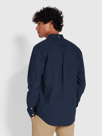 Farah Brewer Slim Fit Organic Cotton Oxford Shirt - Navy