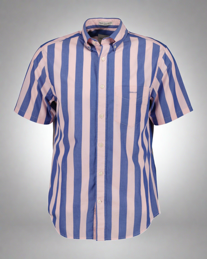 Gant Reg Poplin Parasol Stripe SS Shirt - Blushing Pink