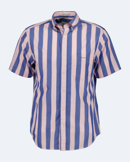 Gant Reg Poplin Parasol Stripe SS Shirt - Blushing Pink