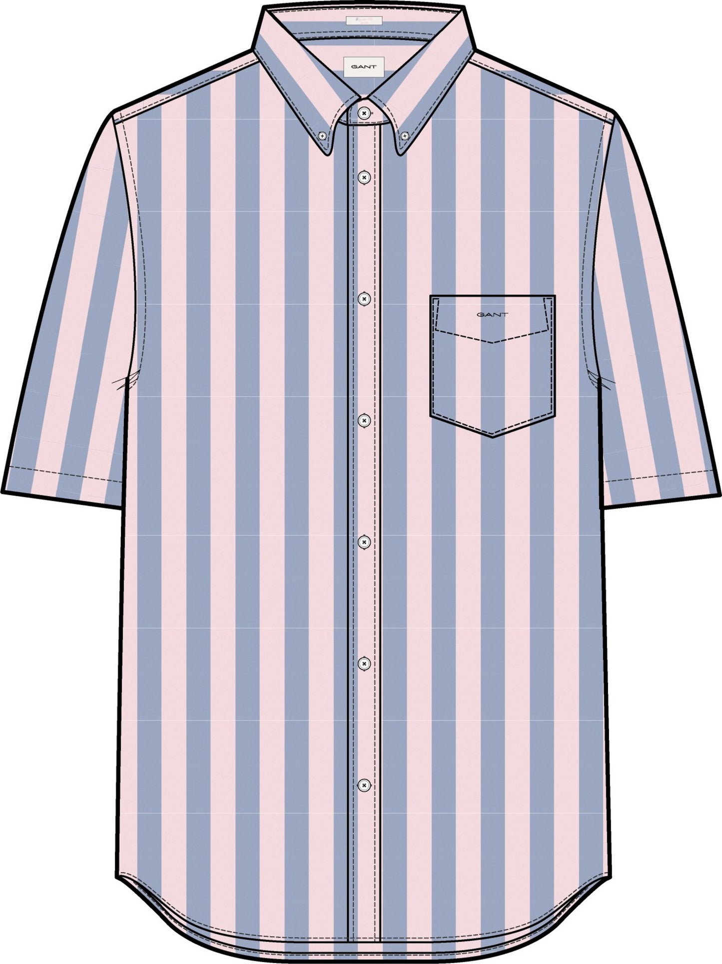 Gant Reg Poplin Parasol Stripe SS Shirt - Blushing Pink