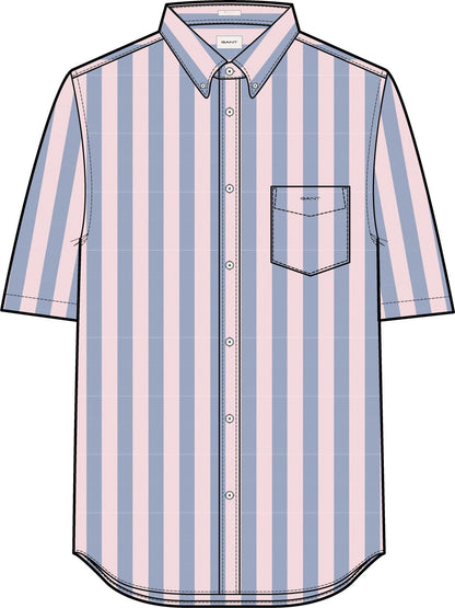 Gant Reg Poplin Parasol Stripe SS Shirt - Blushing Pink