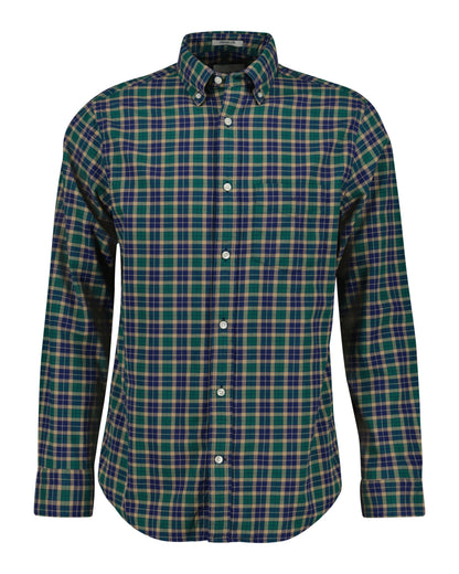 Gant Regular Fit Checked Light Twill Shirt - Deep Forest Green