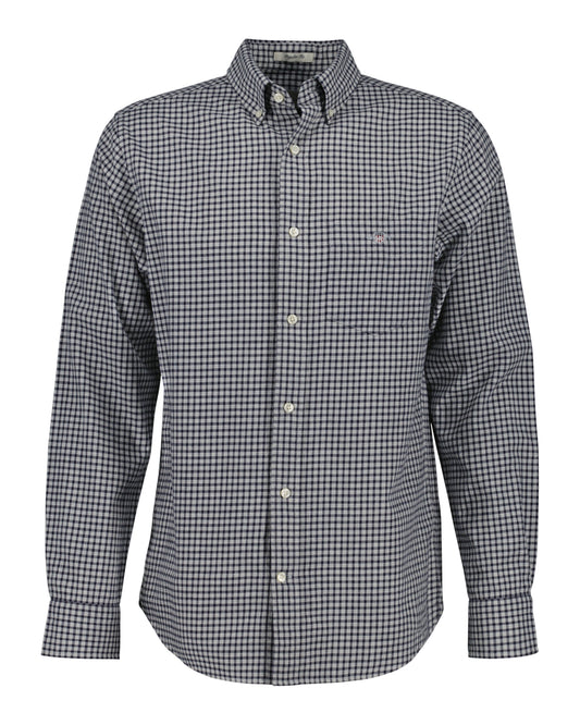 Gant Regular Fit Micro Checked Flannel Shirt - Dark Grey