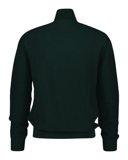 Gant Textured Cotton Half-Zip Sweater - Tartan Green