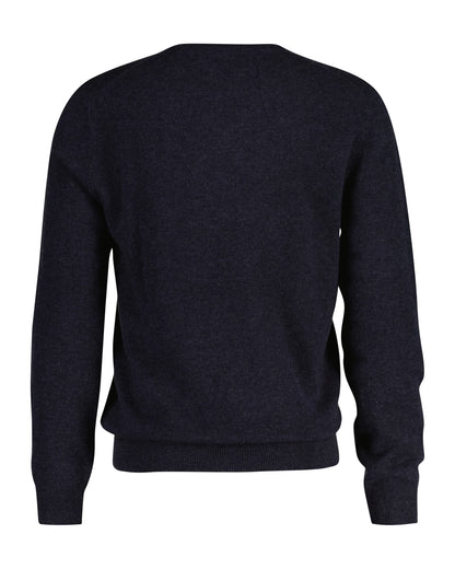 Gant Extrafine Lambswool V-neck Jumper - Dark Navy Melange