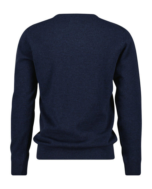 Gant Superfine Lambswool Crew Neck Sweater - Dark Navy Melange