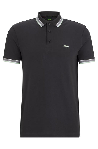 Hugo Boss Cotton-Piqué Polo Shirt With Contrast Logo - Charcoal