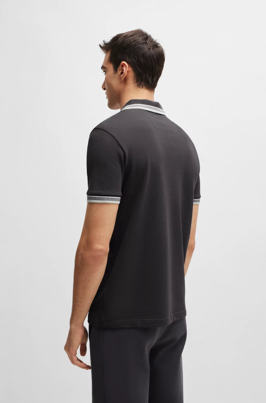 Hugo Boss Cotton-Piqué Polo Shirt With Contrast Logo - Charcoal