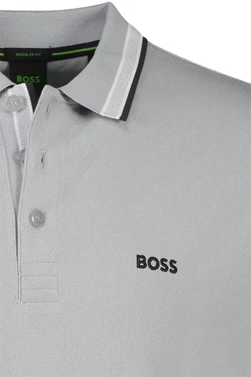 Hugo Boss Cotton-Piqué Polo Shirt With Contrast Logo - Light Grey