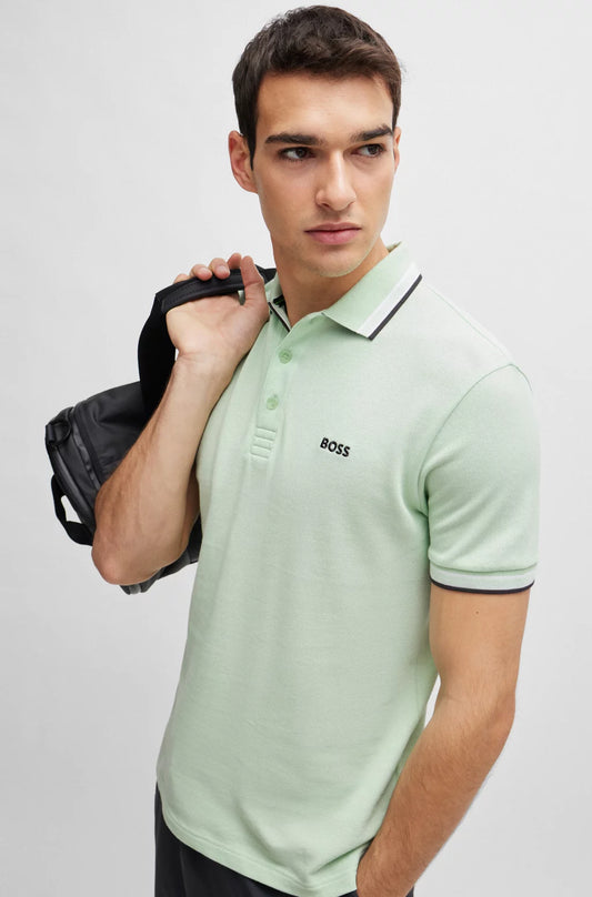 Hugo Boss Cotton-Piqué Polo Shirt With Contrast Logo - Open Green