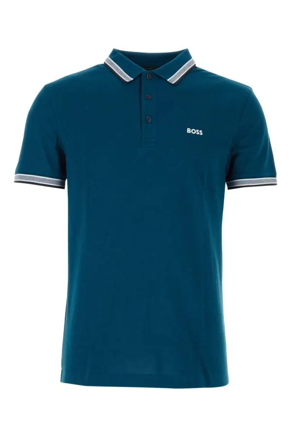 Hugo Boss Cotton-Piqué Polo Shirt With Contrast Logo - Bright Blue