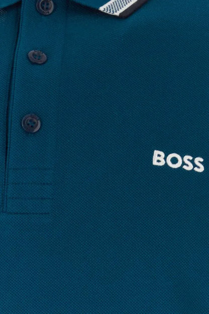 Hugo Boss Cotton-Piqué Polo Shirt With Contrast Logo - Bright Blue