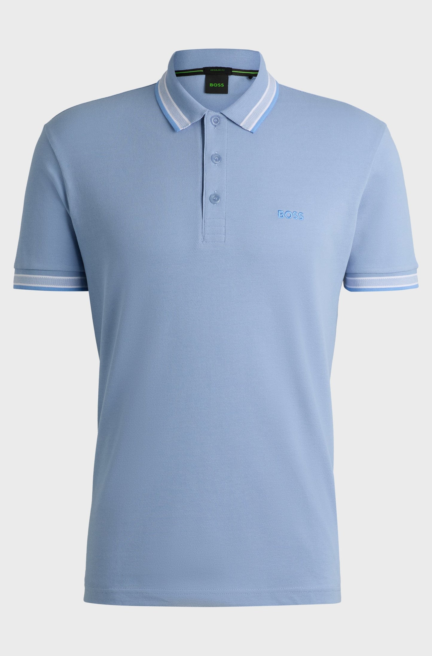 Hugo Boss Cotton-piqué Paddy Polo Shirt With Contrast Logo - Open Blue