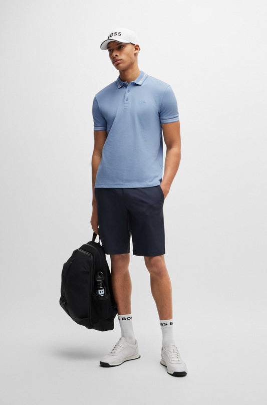 Hugo Boss Cotton-piqué Paddy Polo Shirt With Contrast Logo - Open Blue