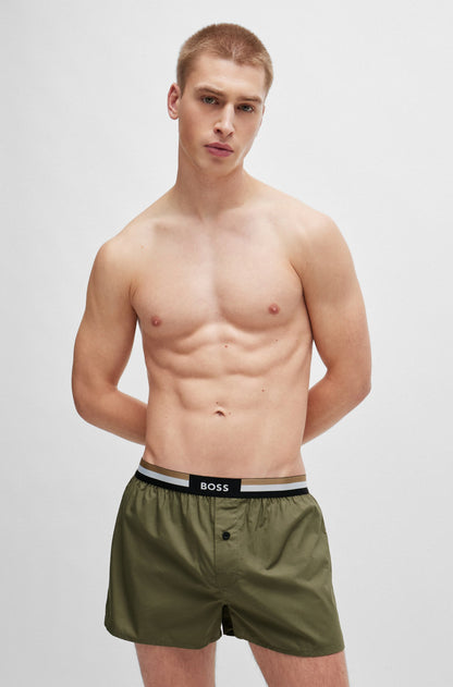 Hugo Boss Two-pack of cotton pyjama shorts with signature waistbands - Open Green