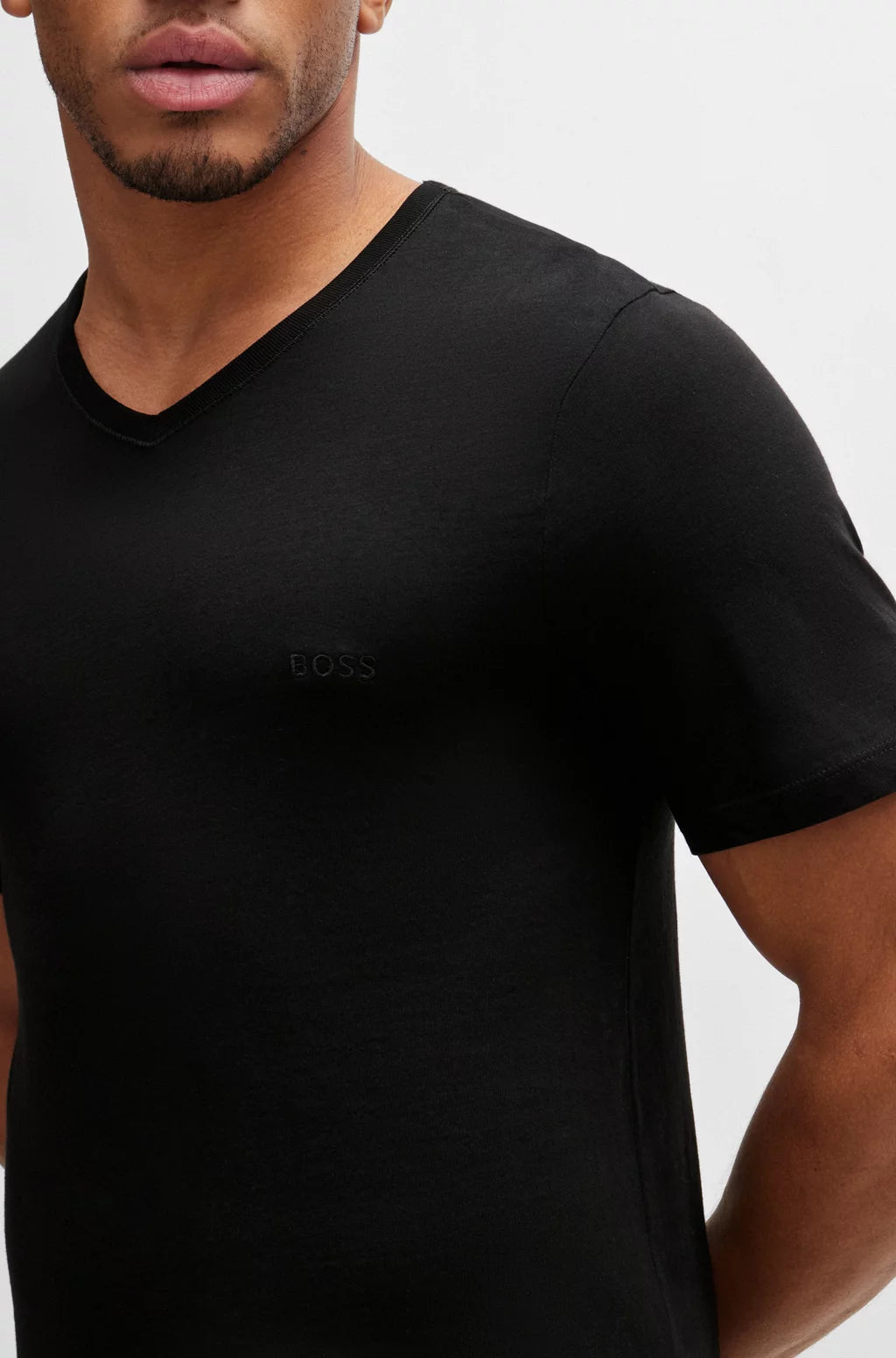 Hugo Boss Three-Pack of V-neck T-shirts in Cotton Jersey - Black