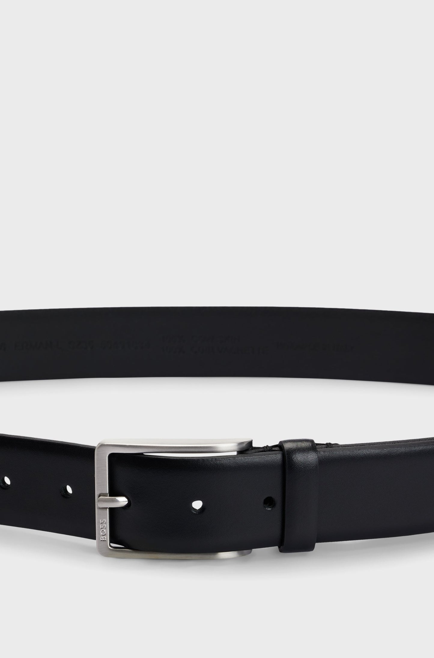 Hugo Boss Italian-made Leather Belt With Engraved-logo Buckle  - Black