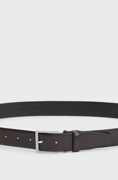 Hugo Boss Italian-made Leather Belt With Engraved-logo Buckle - Dark Brown