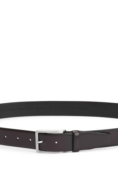 Hugo Boss Italian-made Leather Belt With Engraved-logo Buckle - Brown