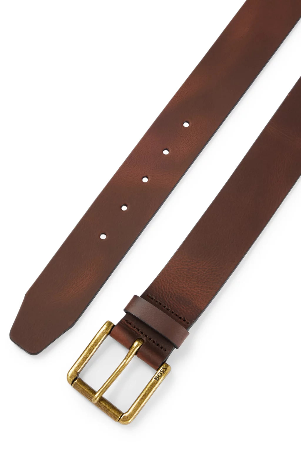 Hugo Boss Leather Belt With Branded Pin Buckle - Dark Brown