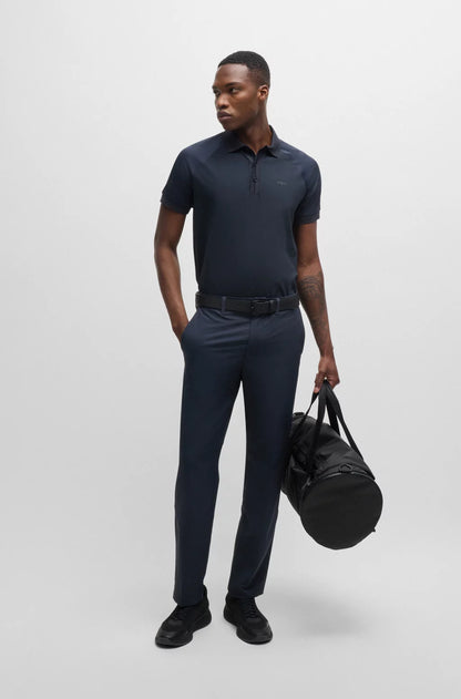 Hugo Boss Regular-fit Trousers In Water-repellent Stretch Fabric - Dark Blue