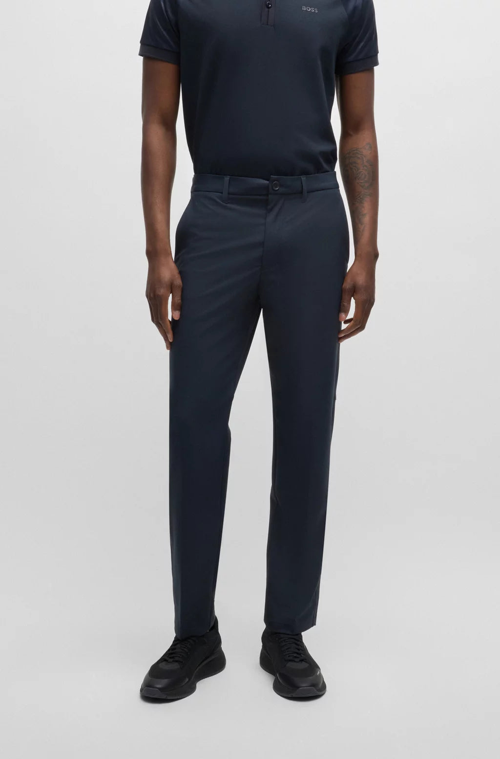 Hugo Boss Regular-fit Trousers In Water-repellent Stretch Fabric - Dark Blue