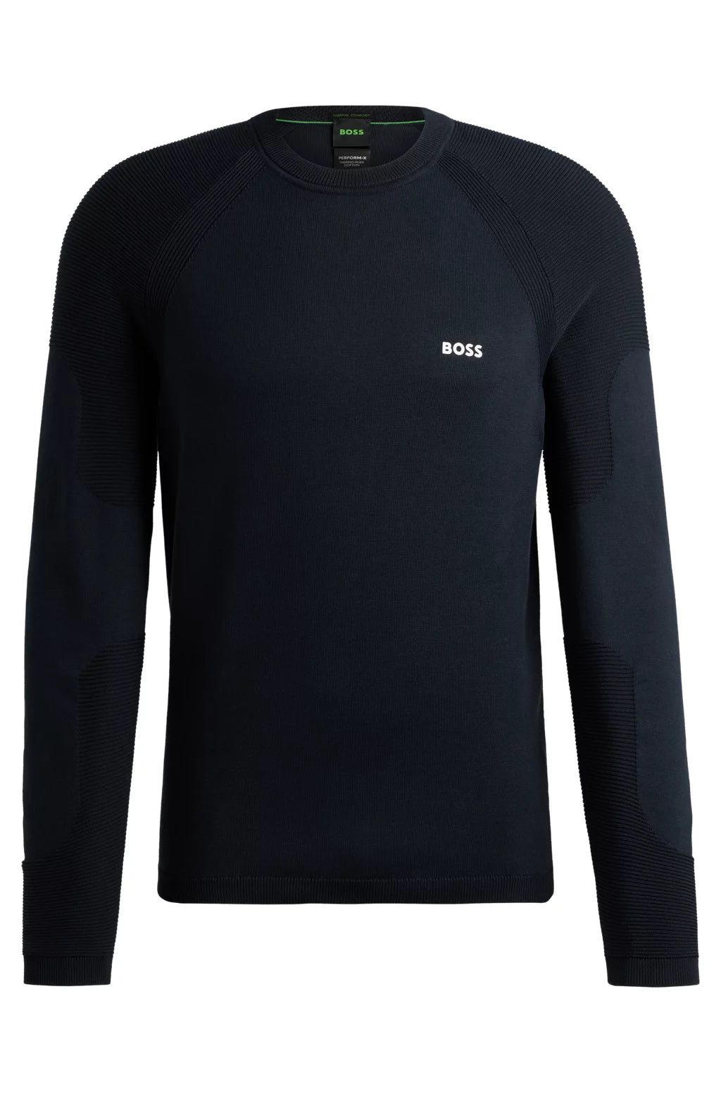 Hugo Boss Cotton-blend Regular-fit Sweater With Logo Detail - Dark Blue