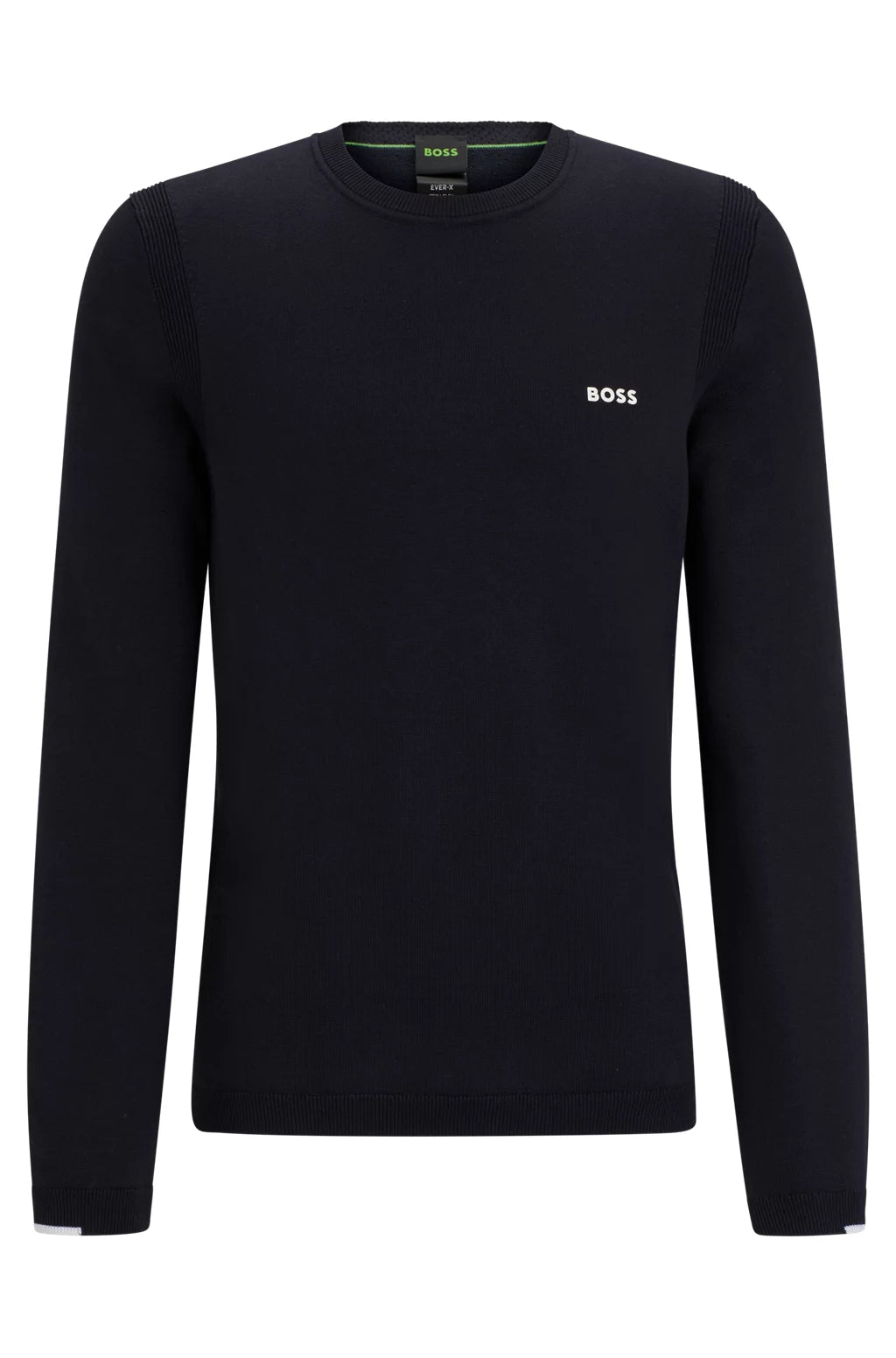 Hugo Boss Cotton-blend Regular-fit Sweater With Logo Print - Dark Blue