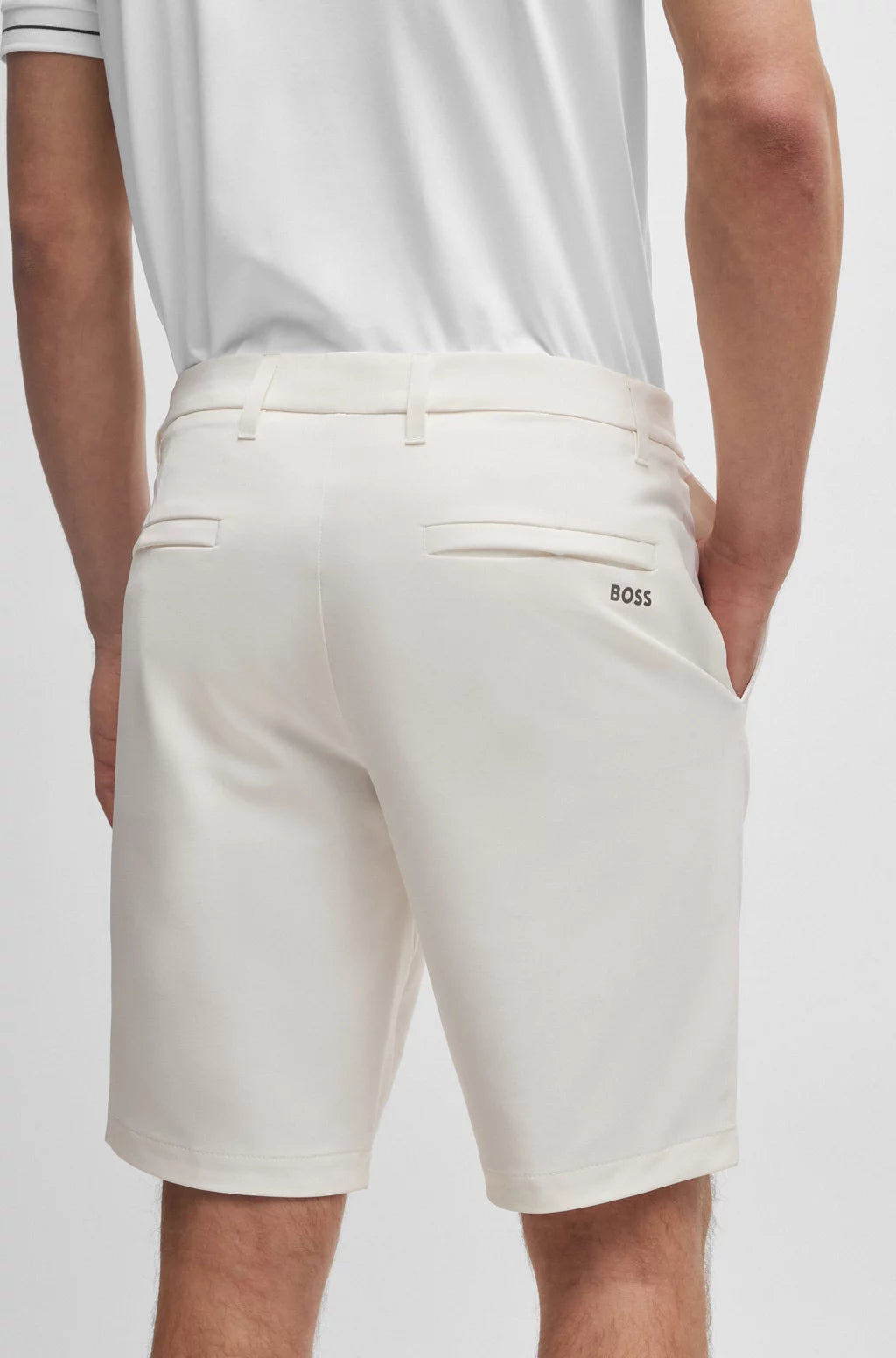 Hugo Boss Slim-fit Shorts In Easy-iron Four-way Stretch Fabric - White