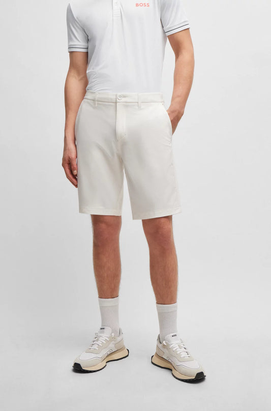 Hugo Boss Slim-fit Shorts In Easy-iron Four-way Stretch Fabric - White