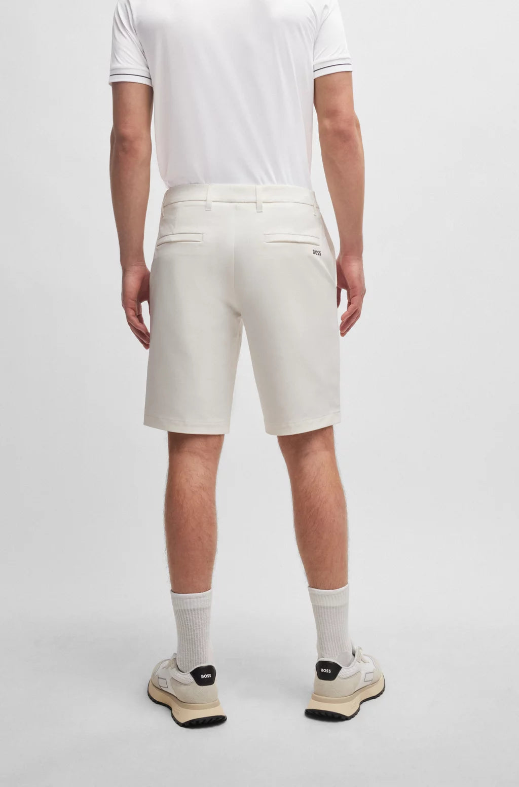 Hugo Boss Slim-fit Shorts In Easy-iron Four-way Stretch Fabric - White