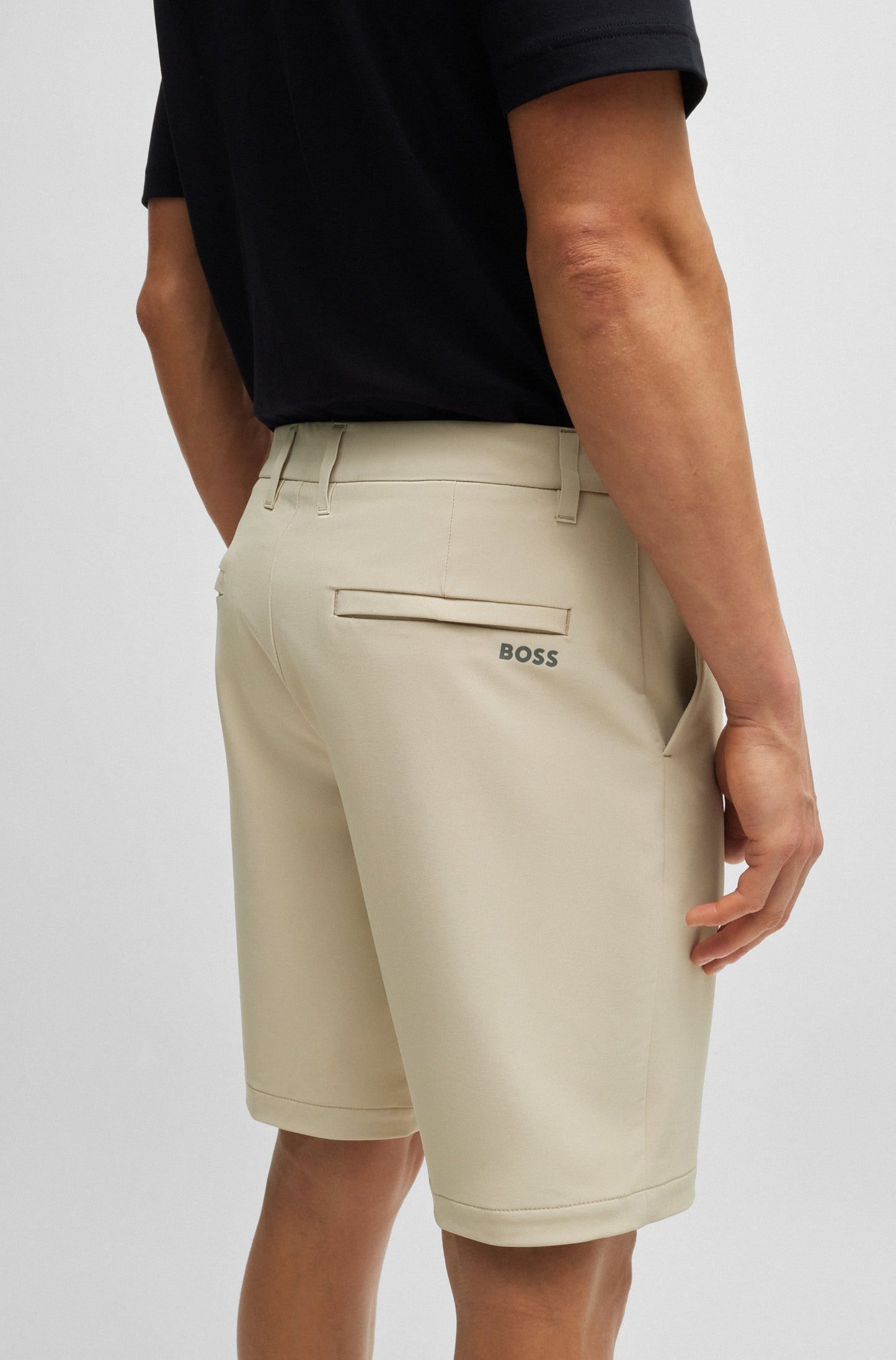 Hugo Boss Slim-fit shorts in easy-iron four-way stretch fabric - Beige