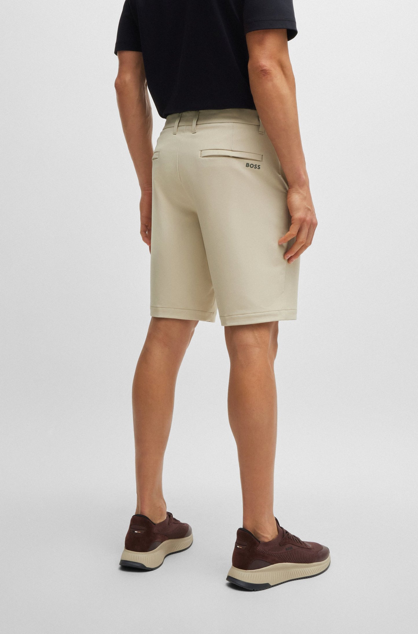 Hugo Boss Slim-fit shorts in easy-iron four-way stretch fabric - Beige