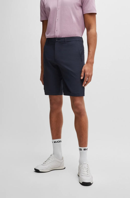 Hugo Boss Slim-fit Shorts In Easy-iron Four-way Stretch Fabric - Dark Blue