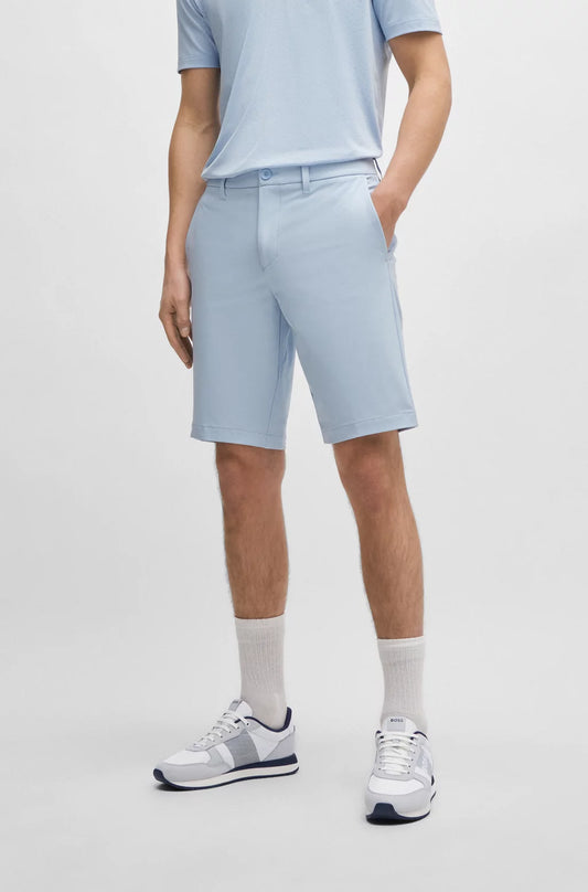 Hugo Boss Slim-fit Shorts In Easy-iron Four-way Stretch Fabric - Sky