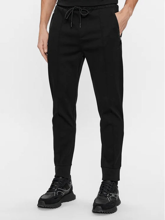 Hugo Boss Coton-Blend Tracksuit Bottoms With Pixelated Details - Black