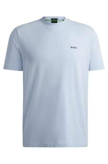 Hugo Boss Stretch-Cotton Regular-FIT T-shirt With Contrast Logo - Bright Purple