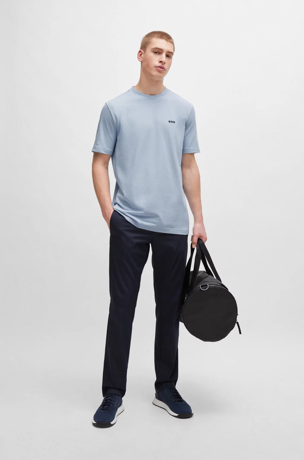 Hugo Boss Stretch-Cotton Regular-FIT T-shirt With Contrast Logo - Bright Purple