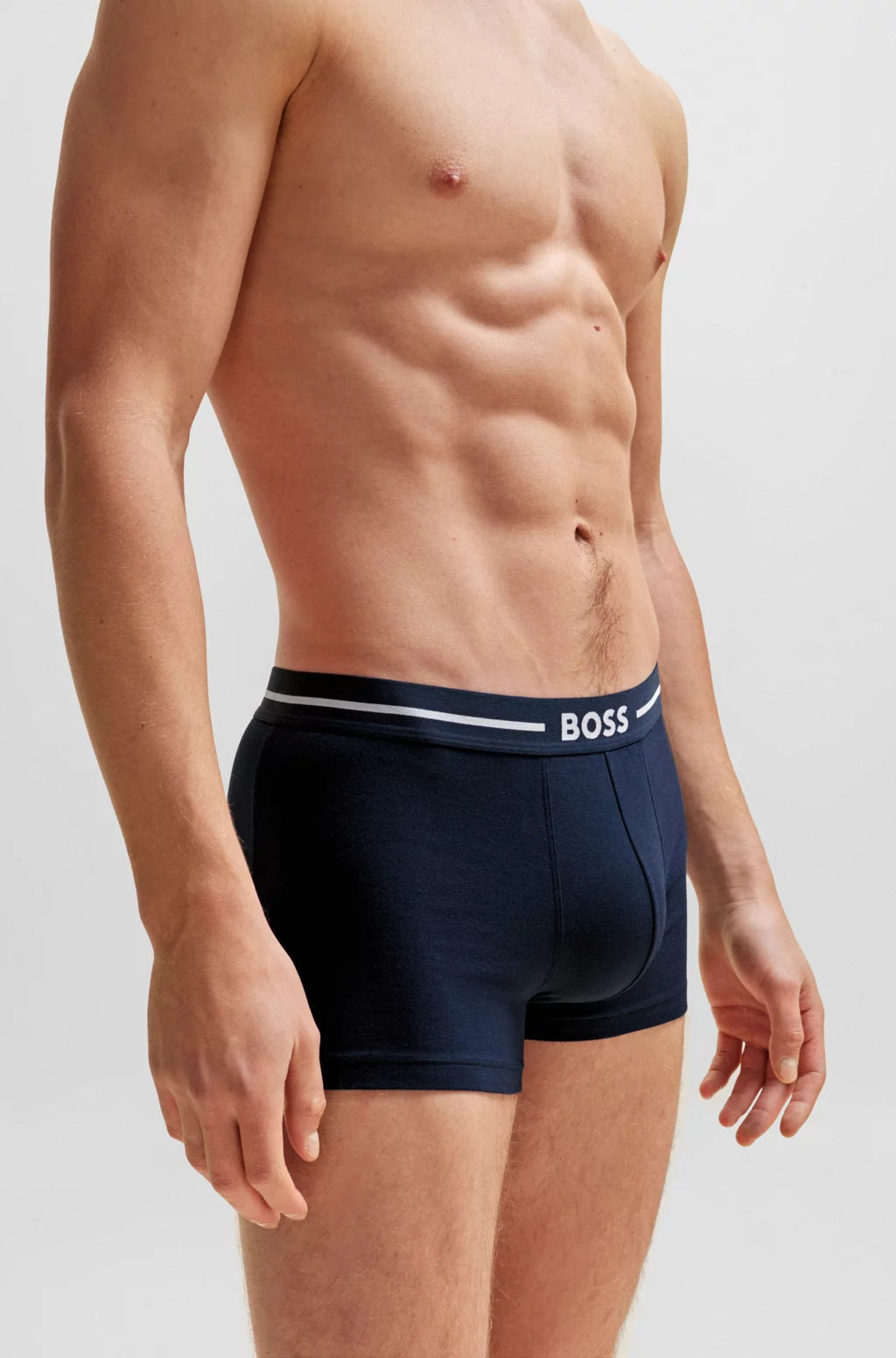 Hugo Boss Three-pack Of Stretch-cotton Trunks With Logo Waistbands - Black Blue