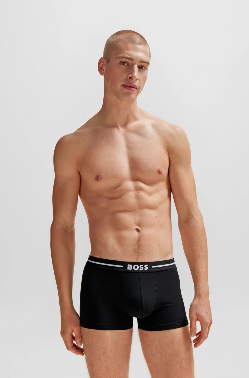 Hugo Boss Three-pack Of Stretch-cotton Trunks With Logo Waistbands - Black Blue