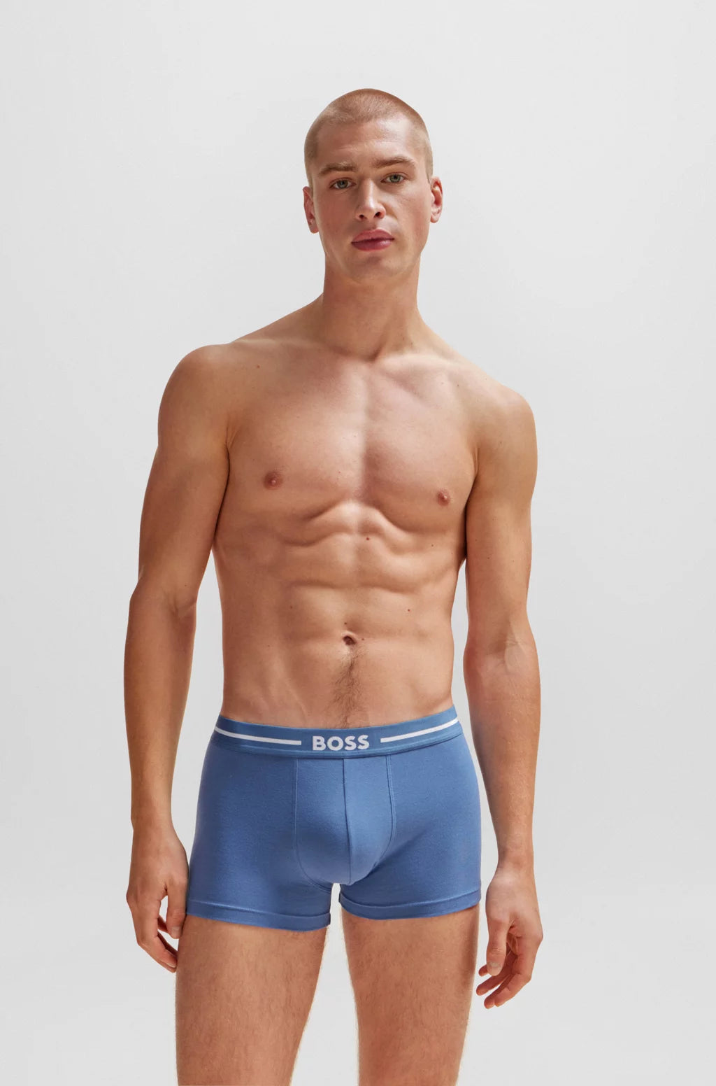 Hugo Boss Three-pack Of Stretch-cotton Trunks With Logo Waistbands - Black Blue