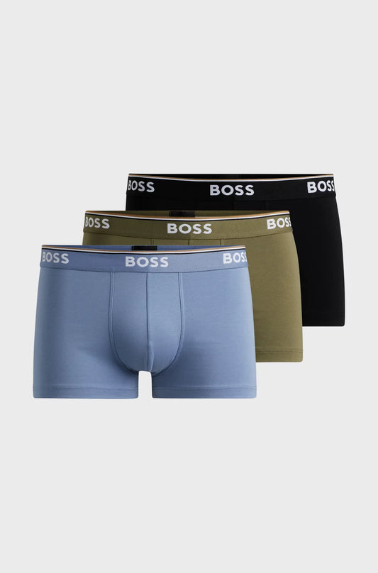 Hugo Boss Three-pack Of Stretch-cotton Trunks With Logo Waistbands