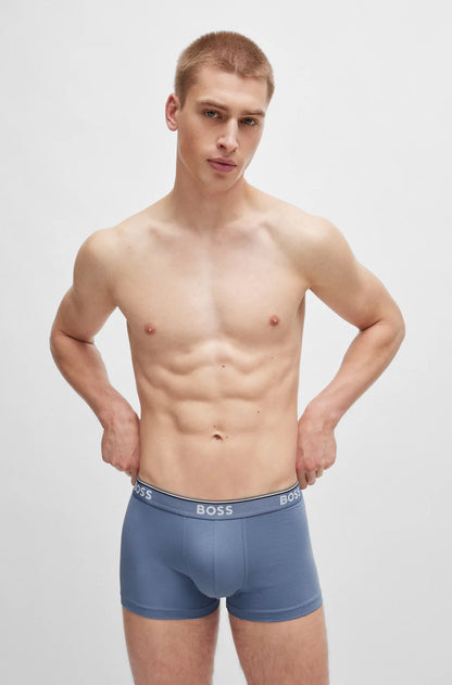 Hugo Boss Three-pack Of Stretch-cotton Trunks With Logo Waistbands