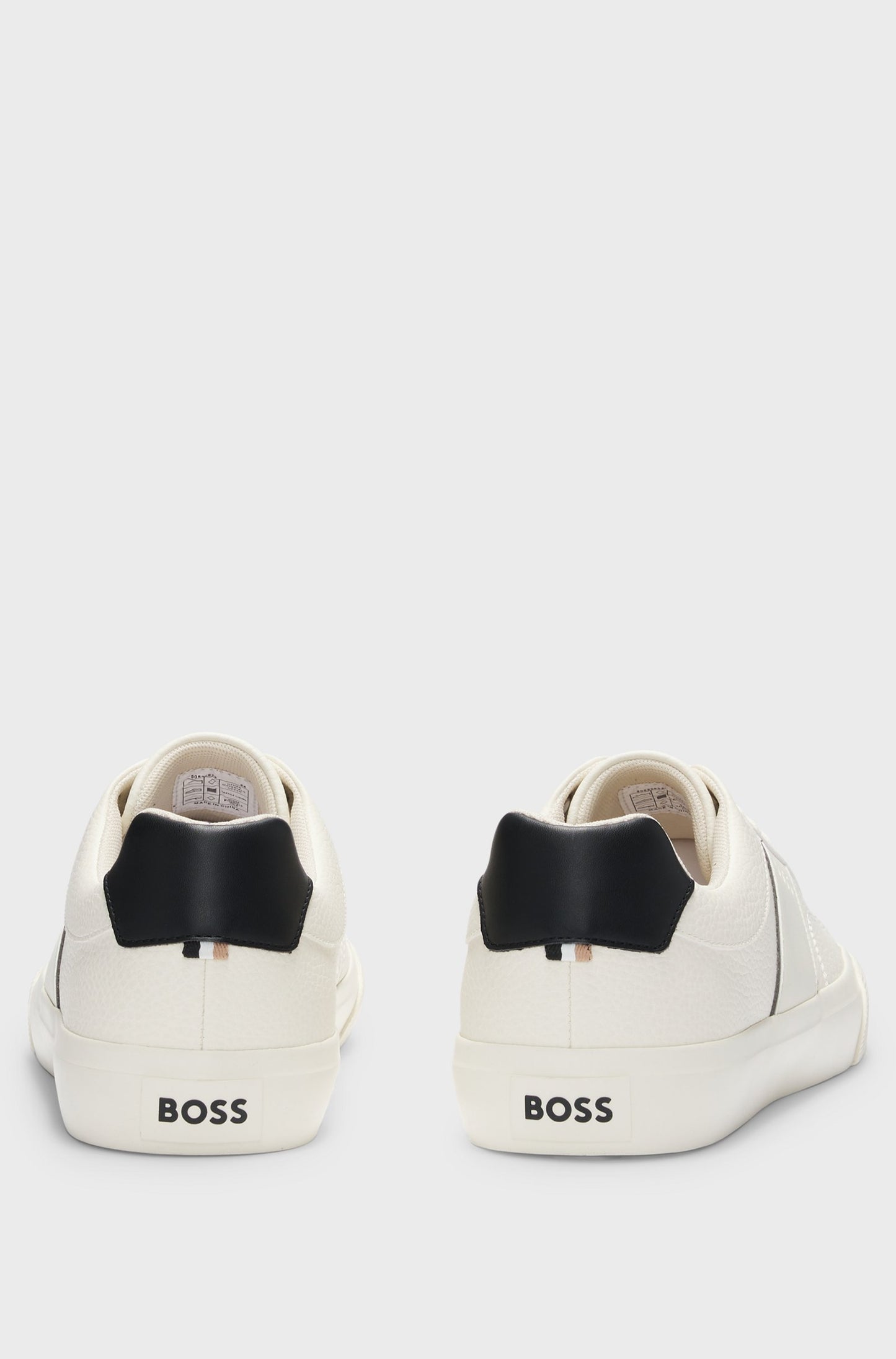 Hugo Boss Faux-leather trainers with plain and grained textures - Natural