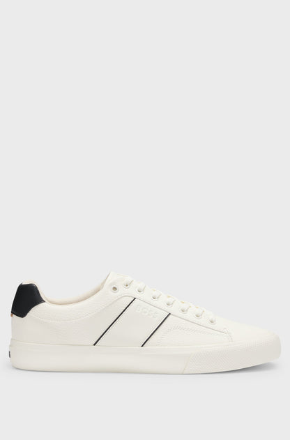 Hugo Boss Faux-leather trainers with plain and grained textures - Natural