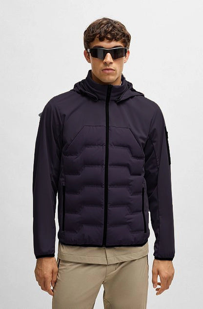 Hugo Boss Water-repellent Down Jacket With Lightweight Wadding - Dark Blue