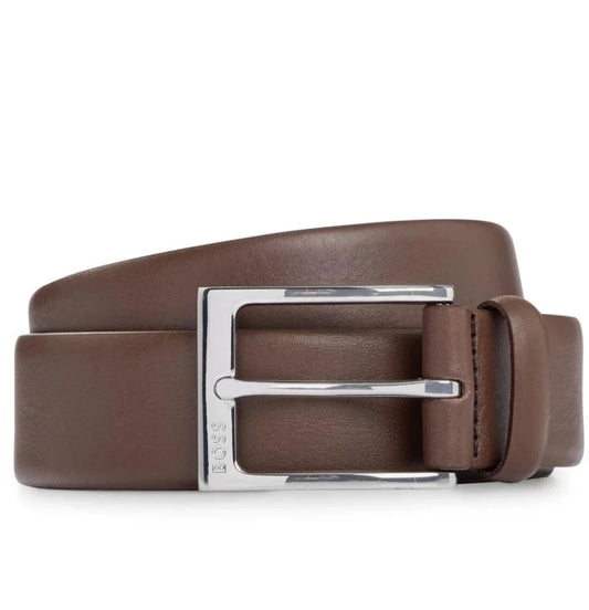 Hugo Boss Leather Belt With Silver-tone Pin Buckle - Brown