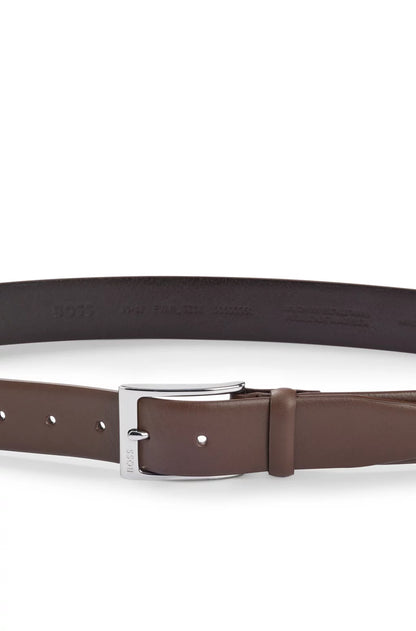 Hugo Boss Leather Belt With Silver-tone Pin Buckle - Brown