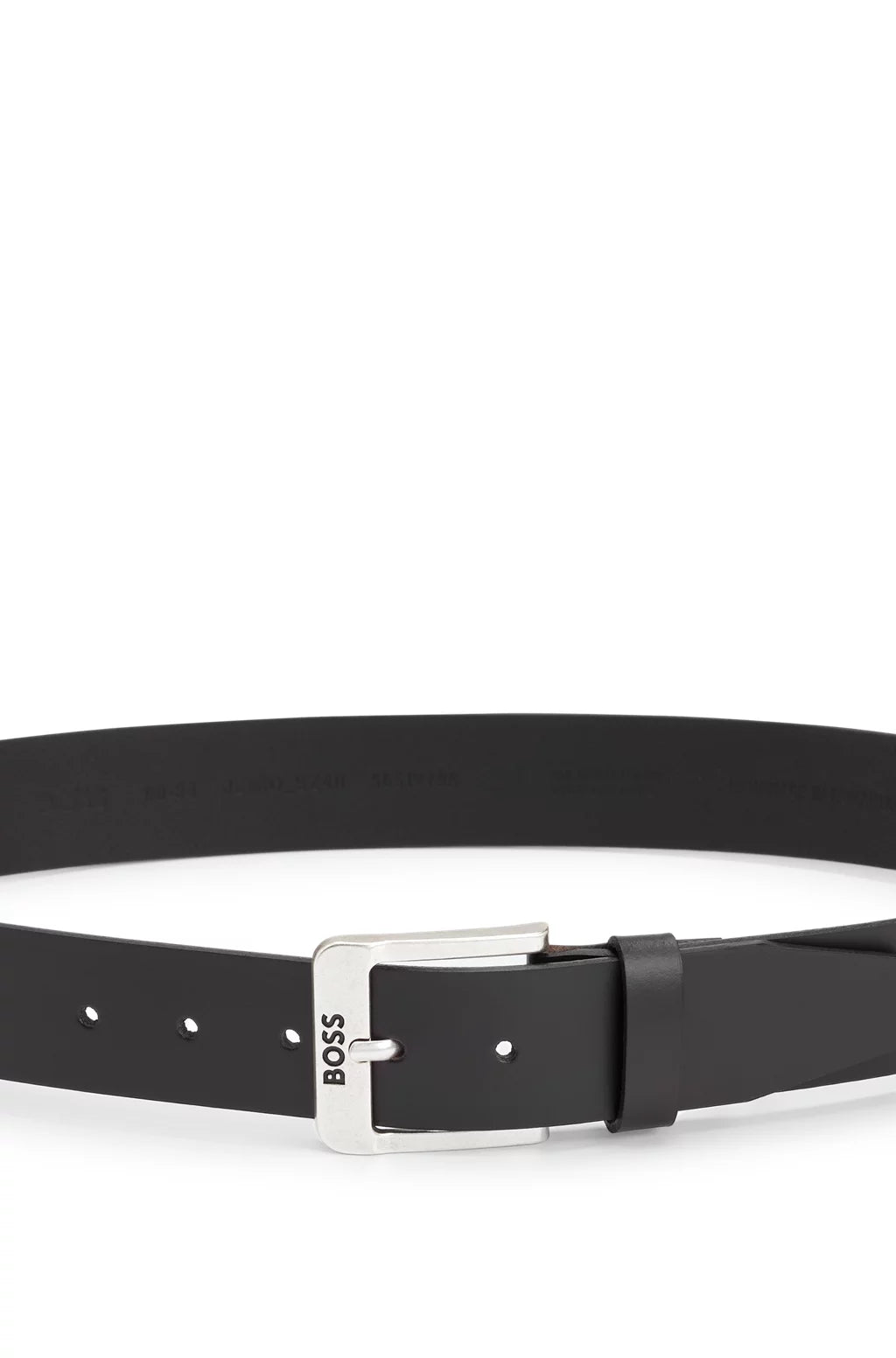 Hugo Boss Buffalo-leather Belt With Logo Buckle In Silver Hardware - Brown